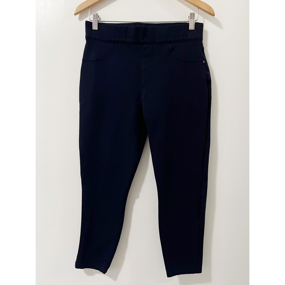 Spanx Womens Navy Blue High Rise Skinny Capri Pants Large Pull On Stretch